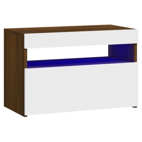 Nachttisch mit LED-Leuchten Braun Eichen-Optik 60x35x40 cm