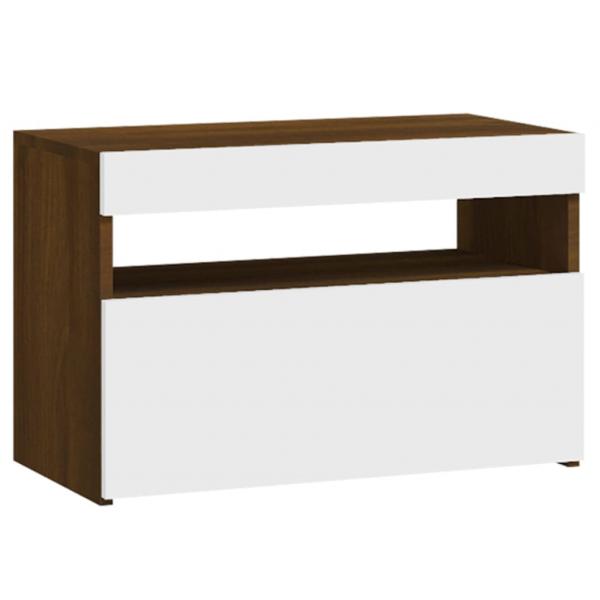 Nachttisch mit LED-Leuchten Braun Eichen-Optik 60x35x40 cm