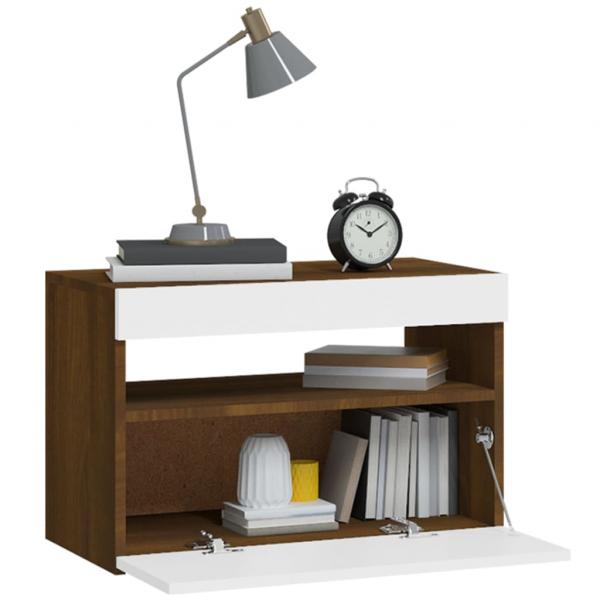 Nachttisch mit LED-Leuchten Braun Eichen-Optik 60x35x40 cm