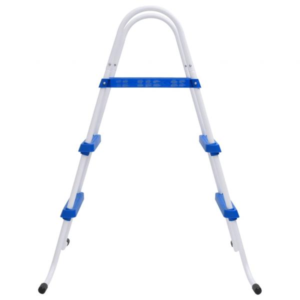 Pool-Leiter Blau und Weiß 84 cm Stahl