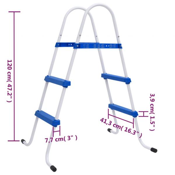Pool-Leiter Blau und Weiß 84 cm Stahl