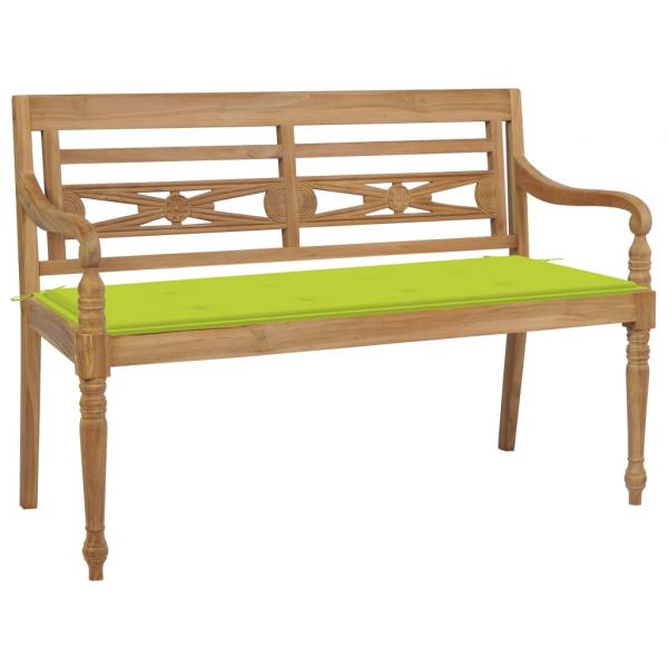 ARDEBO.de - Batavia-Gartenbank mit Hellgrünem Kissen 120 cm Teak Massivholz