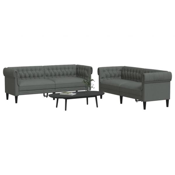 ARDEBO.de - 2-tlg. Sofagarnitur Dunkelgrau Stoff