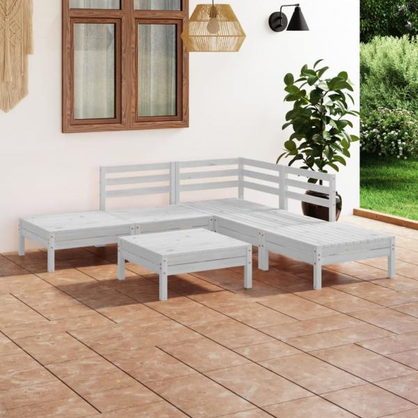 ARDEBO.de - 6-tlg. Garten-Lounge-Set Massivholz Kiefer Weiß