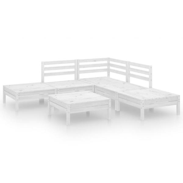 6-tlg. Garten-Lounge-Set Massivholz Kiefer Weiß