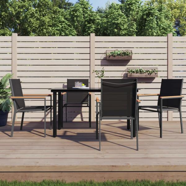 ARDEBO.de - Gartenstühle 4 Stk. Schwarz 55x61,5x90 cm Textilene und Stahl