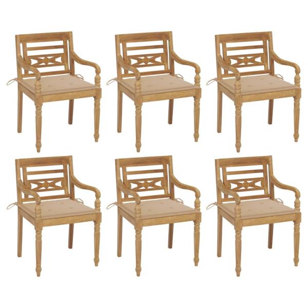 ARDEBO.de - Batavia-Stühle mit Kissen 6 Stk. Massivholz Teak