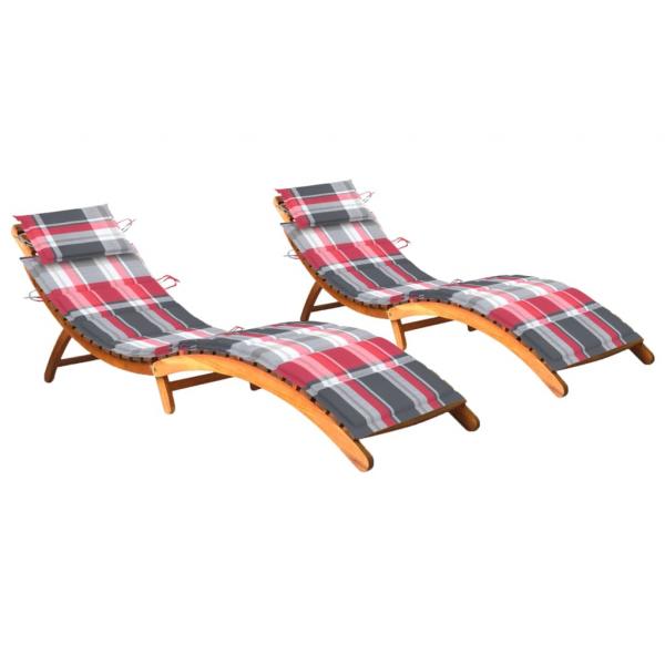 ARDEBO.de - Sonnenliegen 2 Stk. mit Auflagen Massivholz Akazie