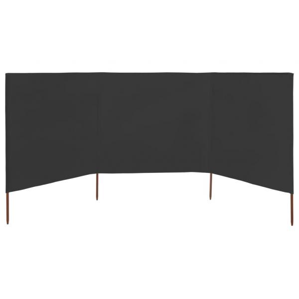 3-teiliges Windschutzgewebe 400 x 160 cm Anthrazit