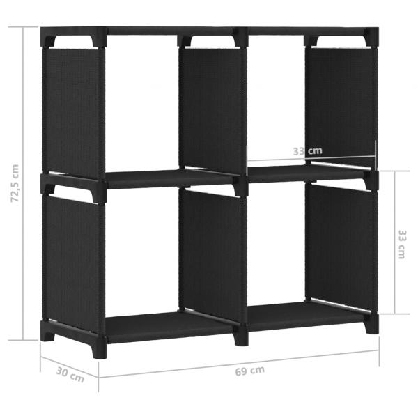 Würfel-Regal 4 Fächer Schwarz 69x30x72,5 cm Stoff 