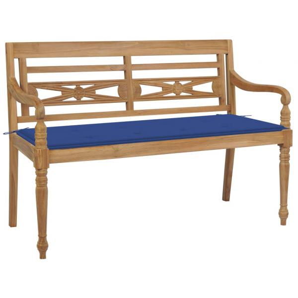 ARDEBO.de - Batavia-Gartenbank mit Königsblauem Kissen 120 cm Teak Massiv