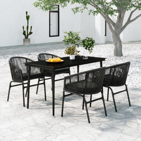 ARDEBO.de - 5-tlg. Garten-Essgruppe Schwarz