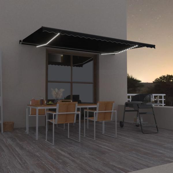 ARDEBO.de - Markise Manuell Einziehbar mit LED 500x350 cm Anthrazit