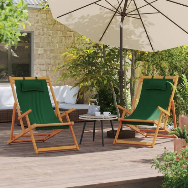 ARDEBO.de - Klappbare Strandstühle 2 Stk. Grün Stoff