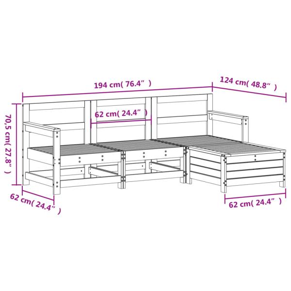 ARDEBO.de - 4-tlg. Garten-Sofagarnitur Massivholz Kiefer