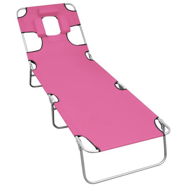 ARDEBO.de - Klappbare Sonnenliege mit Kopfkissen Stahl Magento Rosa