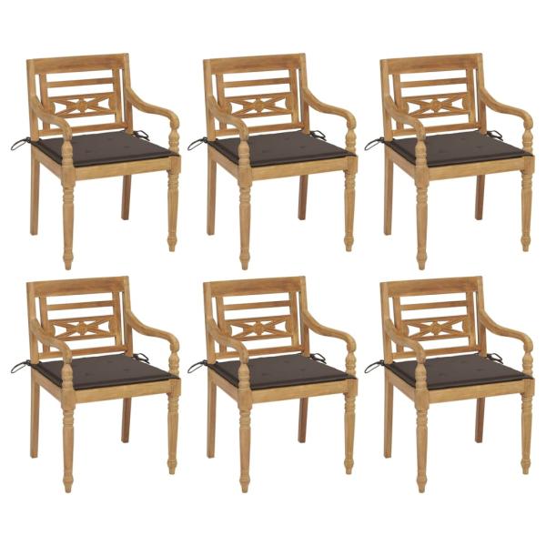 ARDEBO.de - Batavia-Stühle mit Kissen 6 Stk. Massivholz Teak