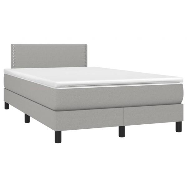 Boxspringbett mit Matratze & LED Hellgrau 120x190 cm Stoff