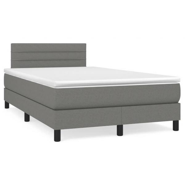 ARDEBO.de - Boxspringbett mit Matratze & LED Dunkelgrau 120x190 cm Stoff