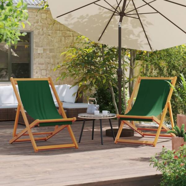 ARDEBO.de - Klappbare Strandstühle 2 Stk. Grün Stoff
