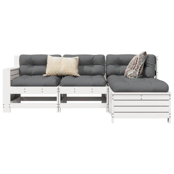 ARDEBO.de - 4-tlg. Garten-Sofagarnitur Weiß Massivholz Kiefer