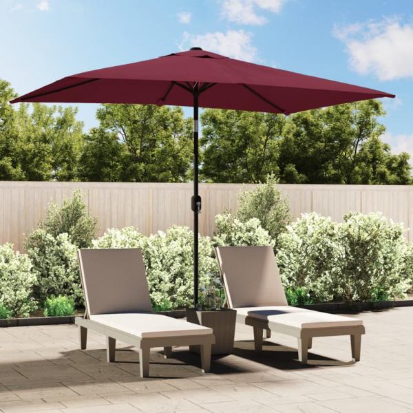 ARDEBO.de - Sonnenschirm mit Metall-Mast 300 x 200 cm Bordeauxrot