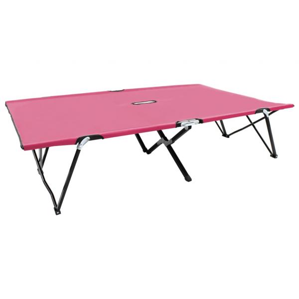 ARDEBO.de - Doppelliege Klappbar Rosa Stahl