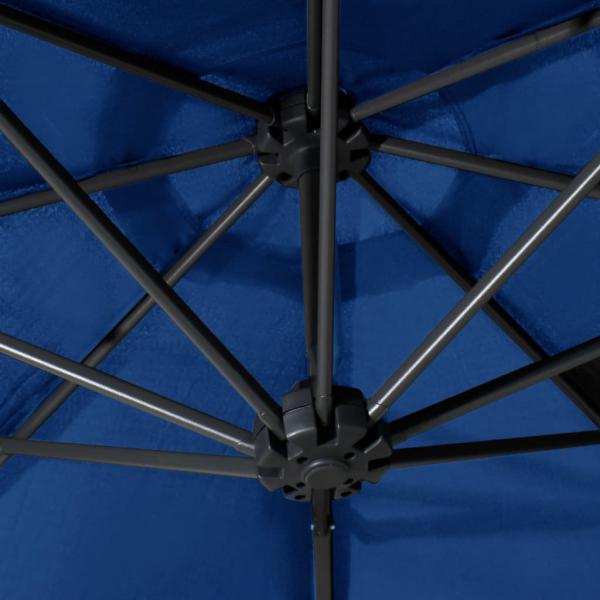 Sonnenschirm Wandmontage mit LEDs Metallmast 300 cm Blau