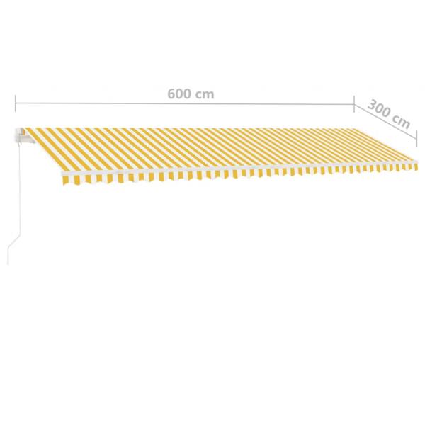 Standmarkise Manuell Einziehbar 600x300 cm Gelb/Weiß
