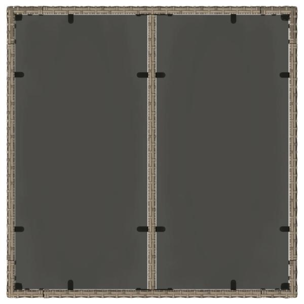 Gartentisch mit Glasplatte Grau 90x90x75 cm Poly Rattan
