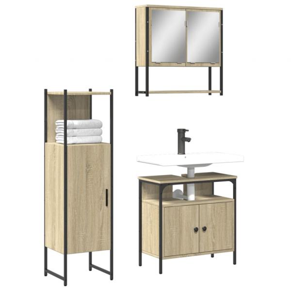 ARDEBO.de - 3-tlg. Badmöbel-Set Sonoma-Eiche Holzwerkstoff