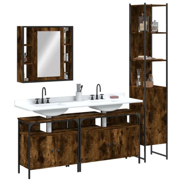 ARDEBO.de - 4-tlg. Badmöbel-Set Räuchereiche Holzwerkstoff