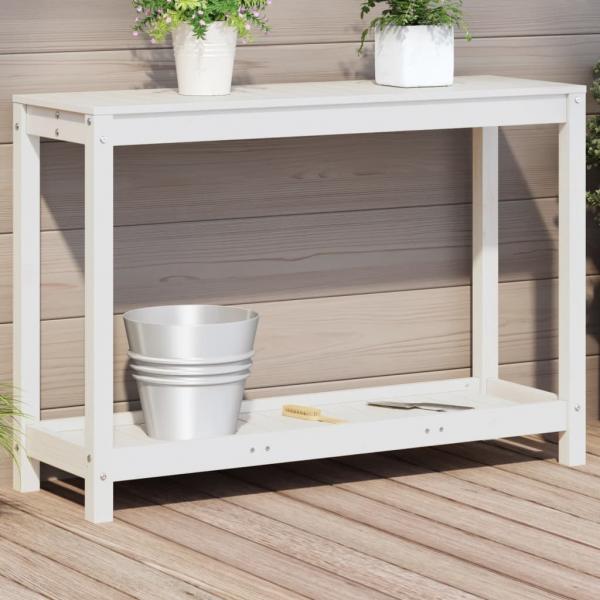 ARDEBO.de - Pflanztisch mit Ablage Weiß 108x35x75 cm Massivholz Kiefer