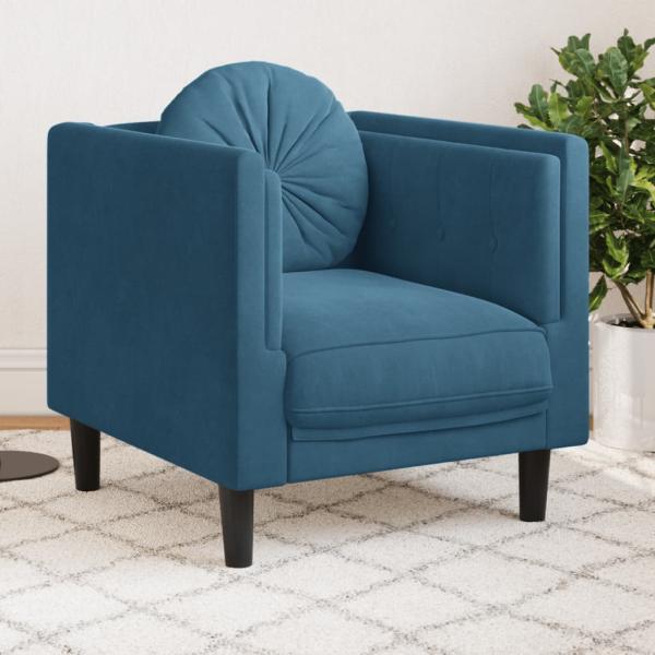 ARDEBO.de - Sessel mit Kissen Blau Samt