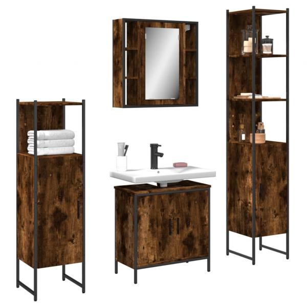 ARDEBO.de - 4-tlg. Badmöbel-Set Räuchereiche Holzwerkstoff