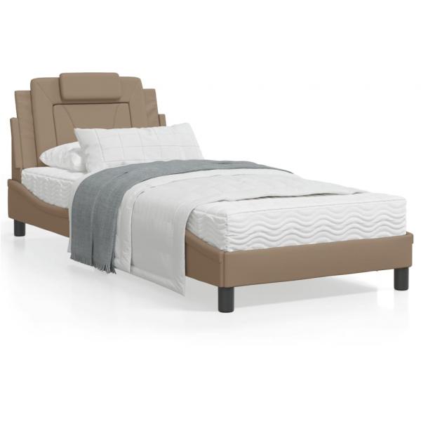 ARDEBO.de - Bett mit Matratze Cappuccino-Braun 90x200 cm Kunstleder