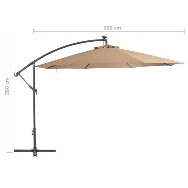 Ampelschirm mit Alu-Mast 350 cm Taupe