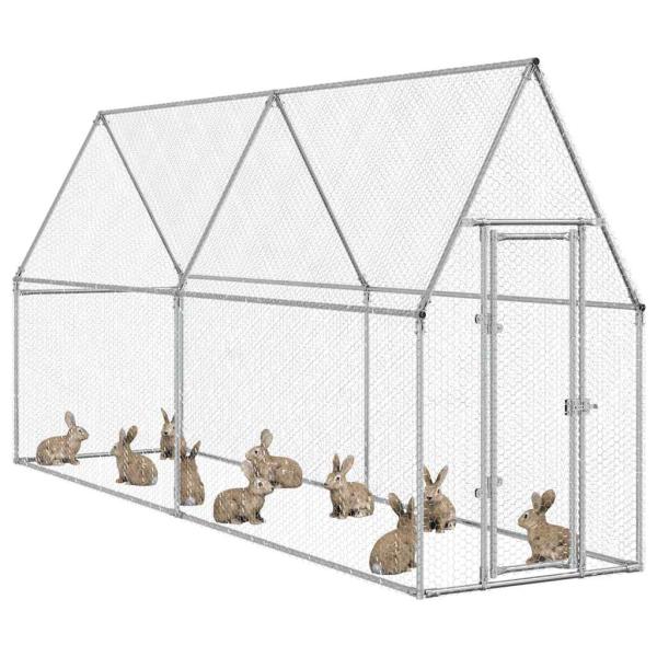 Hühnerkäfig Silbern 400x100x190 cm Verzinkter Stahl