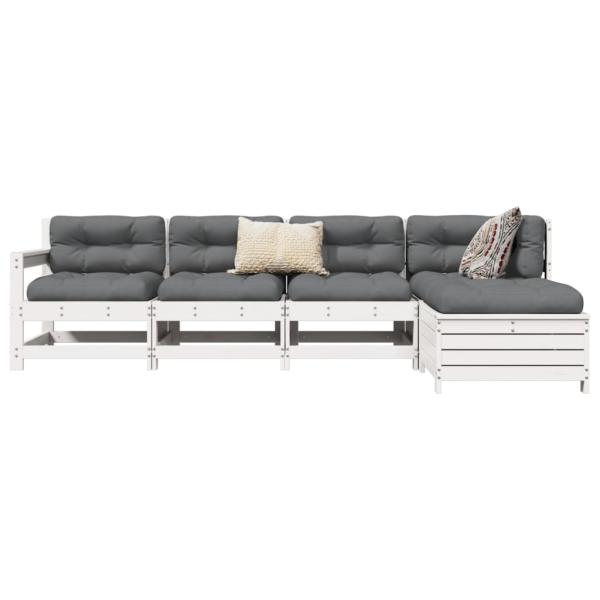 ARDEBO.de - 5-tlg. Garten-Sofagarnitur Weiß Massivholz Kiefer