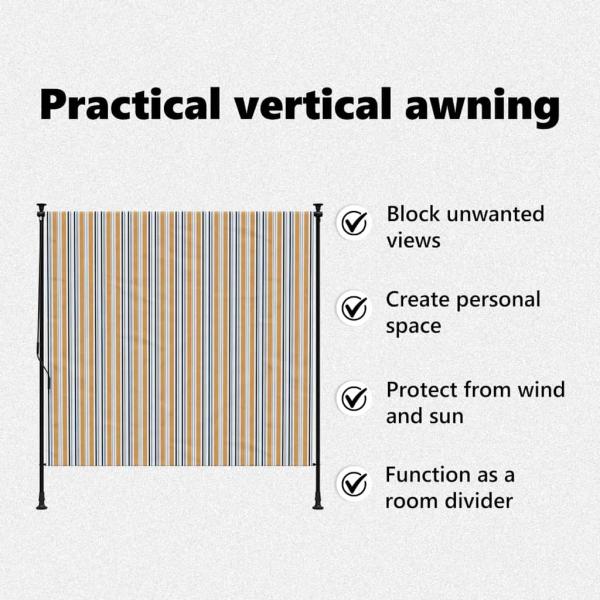 Außenrollo Gelb und Weiß 150x270 cm Stoff und Stahl