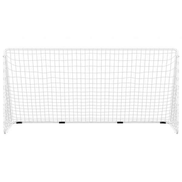 Fußballtor mit Netz Weiß 366x122x182 cm Stahl