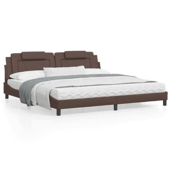 ARDEBO.de - Bett mit Matratze Braun 200x200 cm Kunstleder
