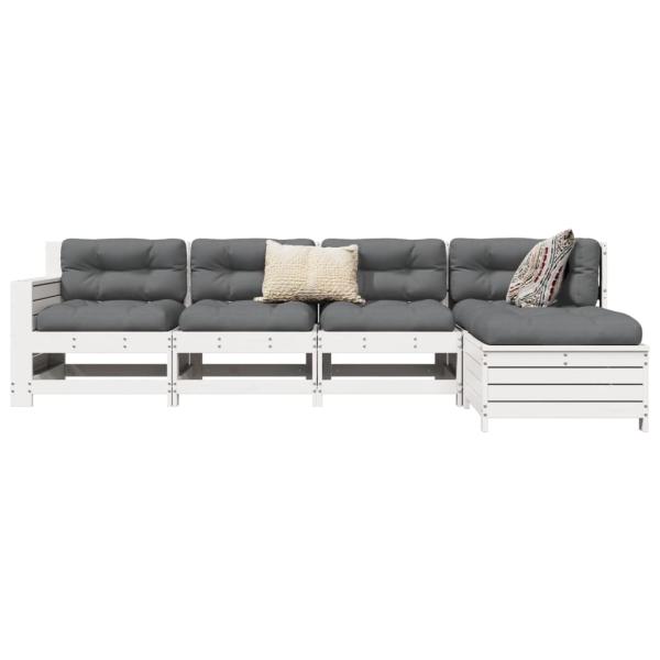 ARDEBO.de - 5-tlg. Garten-Sofagarnitur Weiß Massivholz Kiefer