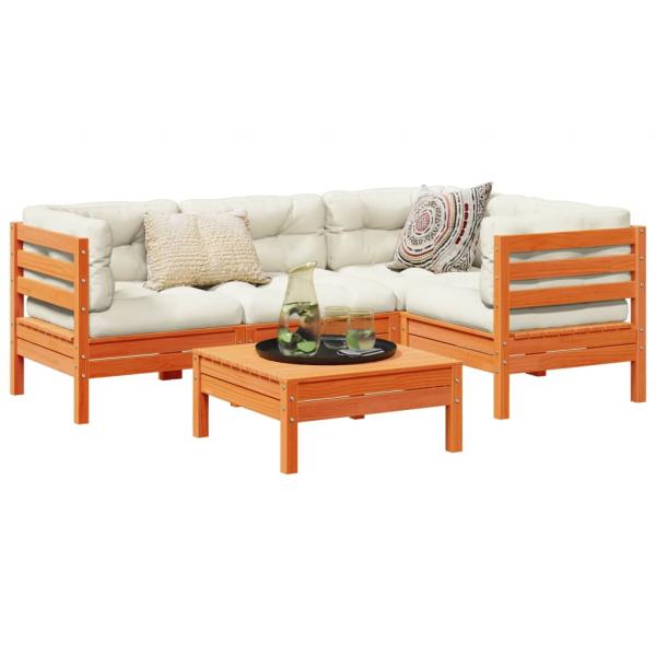 ARDEBO.de - 5-tlg. Garten-Sofagarnitur mit Kissen Wachsbraun Kiefernholz