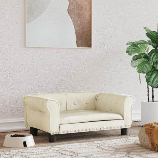 ARDEBO.de - Hundebett Creme 70x45x30 cm Samt