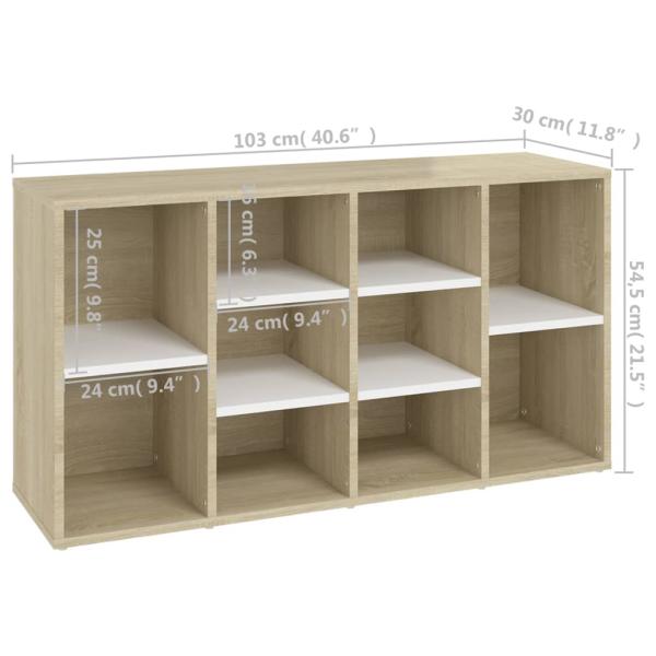 ARDEBO.de - Schuhbank Weiß und Sonoma-Eiche 103x30x54,5 cm Holzwerkstoff