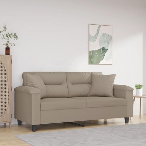 ARDEBO.de - 2-Sitzer-Sofa mit Kissen Taupe 140 cm Mikrofasergewebe
