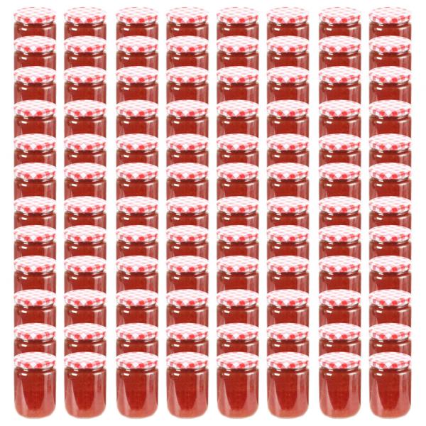 ARDEBO.de - Marmeladengläser mit Weißem/Rotem Deckel 96 Stk. 230 ml
