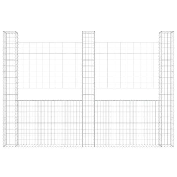 Gabionenkorb U-Form mit 3 Säulen Eisen 260x20x200 cm