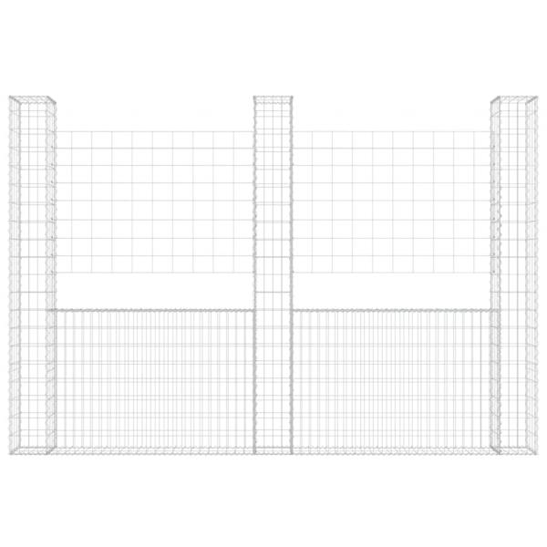 Gabionenkorb U-Form mit 3 Säulen Eisen 260x20x200 cm